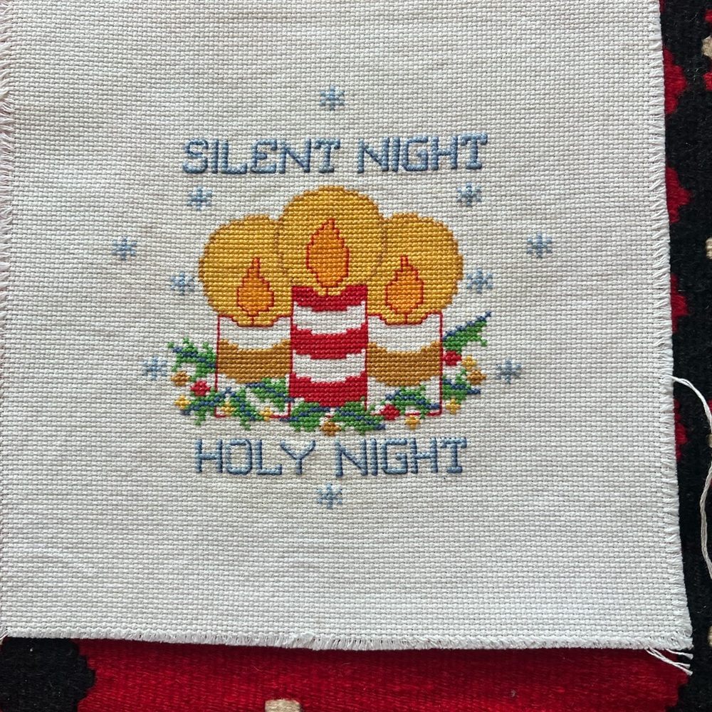 Vintage Christmas Holiday Silent Night Candle Cross Stitch